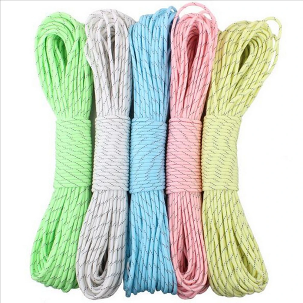 5 m reflektierendes Paracord, Durchmesser 4 mm leuchtende Nylon-Zeltseile, 9 Kerne, Fallschirmschnur, Lanyard Camp Survival-Seil, Camping-Werkzeug – Detail 6