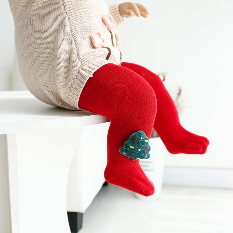 Lawadka Newborn Tights For Girls Knitted Santa Claus Elk Cotton Infant Baby Girl Tights Red Toddler Pantyhose Christmas Gift 24M