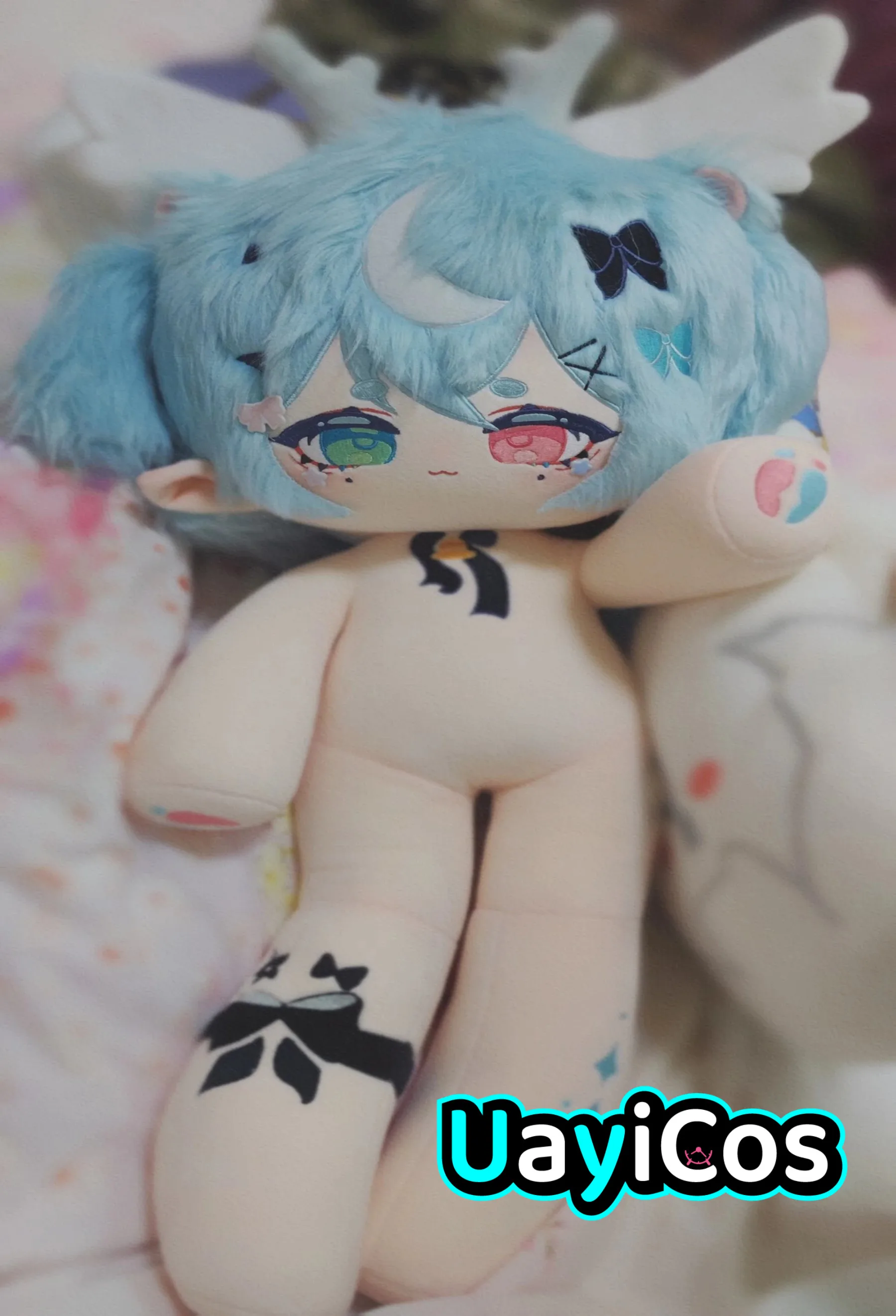 60cm Anime Blue Hair di an ta Monster Angel Prince Cool Guy Stuffed Long legs Plushies Plush Cotton Doll Body Toy For Kids