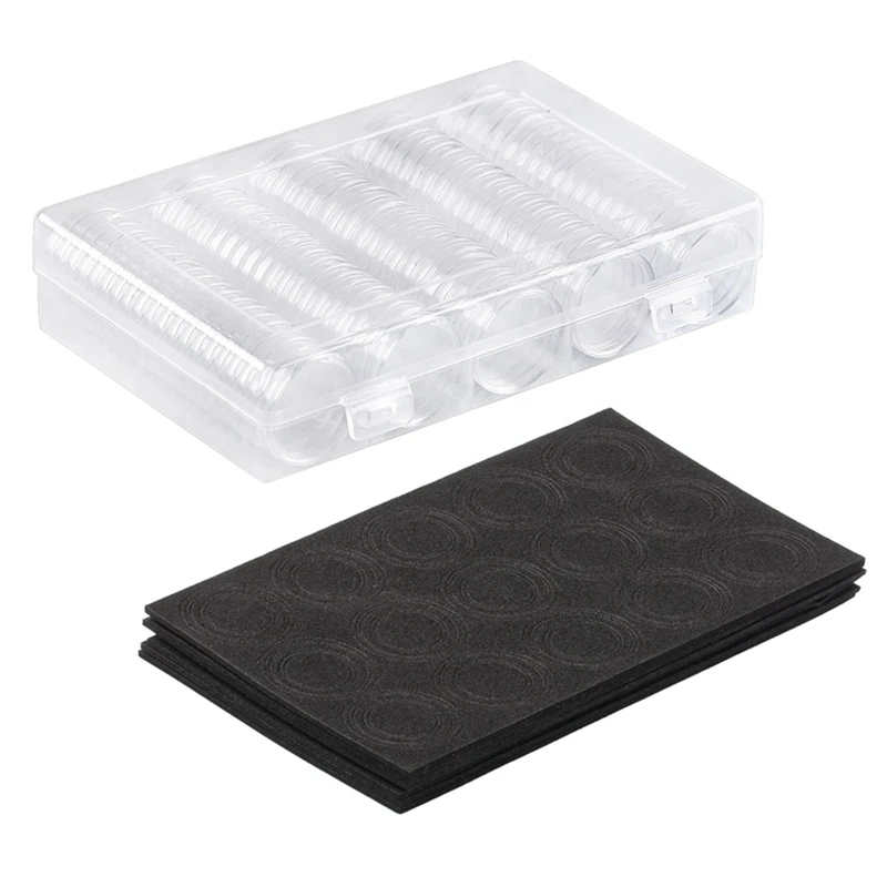 100 Pieces 30Mm Coin Capsules And 5 Sizes (17/20/25/27/30Mm) Protect Gasket Coin Holder Case With Storage Organizer Box Durable