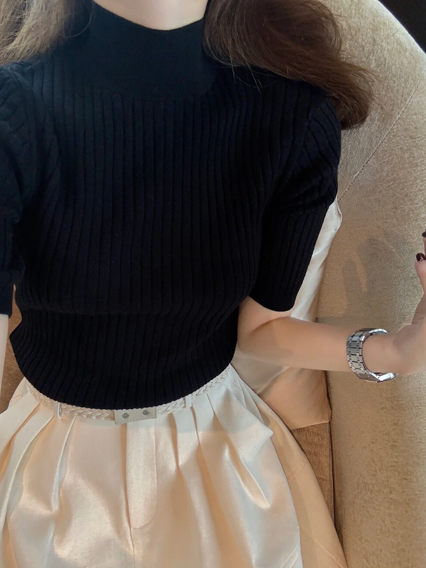 เสื้อไหมพรมคอเต่าทรงเข้ารูป สีพื้น เรียบง่าย สไตล์ฤดูใบไม้ร่วง สำหรับผู้หญิง