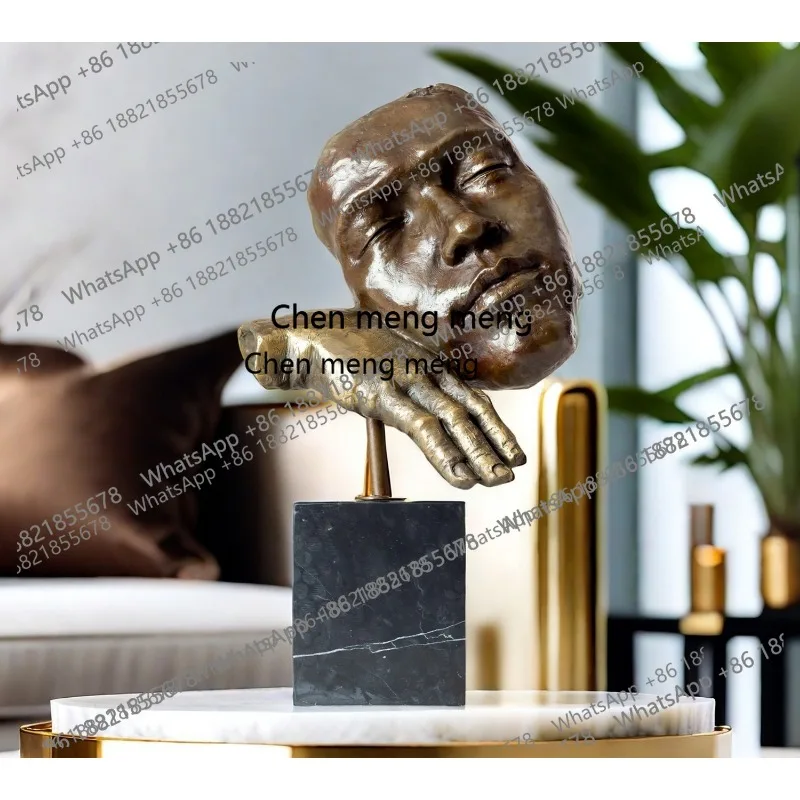 Abstract Human Face Bronze Sculpture Bronze Thinking Man Statue Salvador Dali Resting Man Bust Statue For Home Decor Ornament