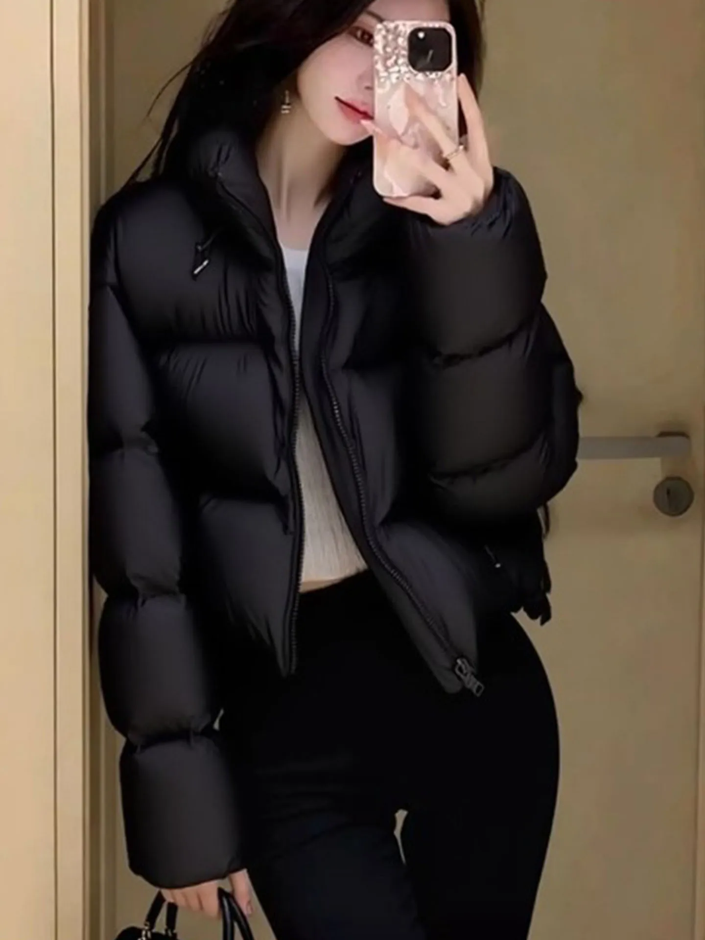 เสื้อโค้ทกันหนาวแบบพองตัวสำหรับผู้หญิง สไตล์เกาหลี แฟชั่นสำหรับเดินทาง ให้ความอบอุ่น แขนยาว