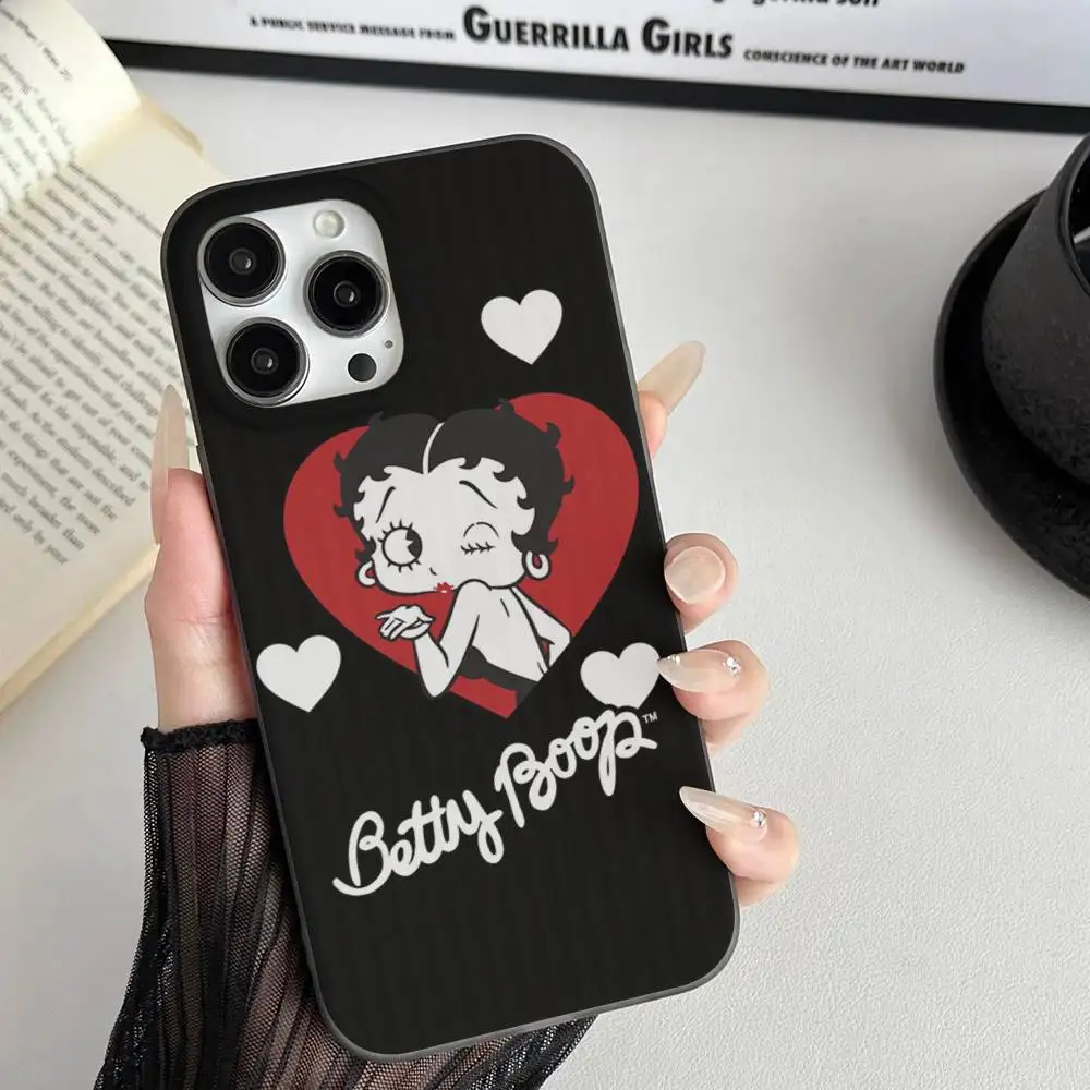 Animation B-Betty B-Boop Beautiful Girl Phone Case For IPhone 16 15 17 Pro 11 12 13 14 Pro Max Plus Soft Ripple Silicone