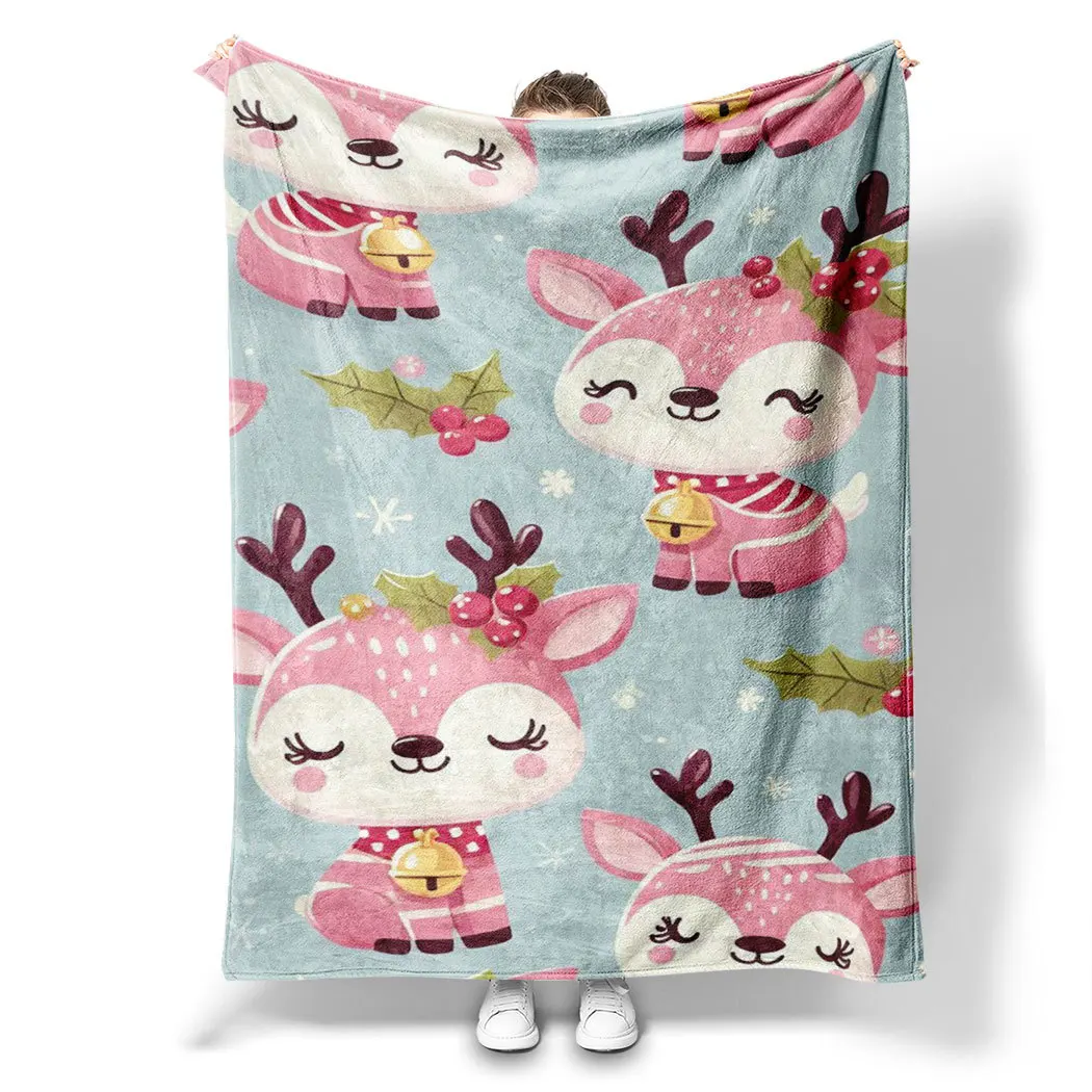 

Рождественское одеяло с принтом оленя для дивана-кровати, путешествий, кемпинга, гостиной, офиса, кондиционера, одеяло для всех сезонов, подарки