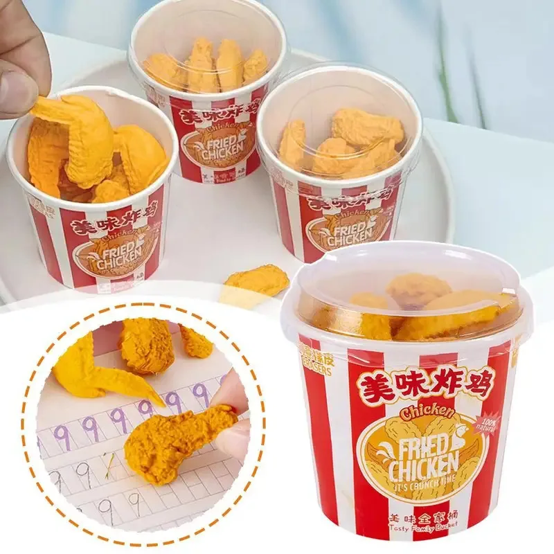 محايات إبداعية بطابع الدجاج المقلي (9 قطع) - تصميم عصا الدجاج، قرطاسية ولوازم مدرسية رائعة للأطفال