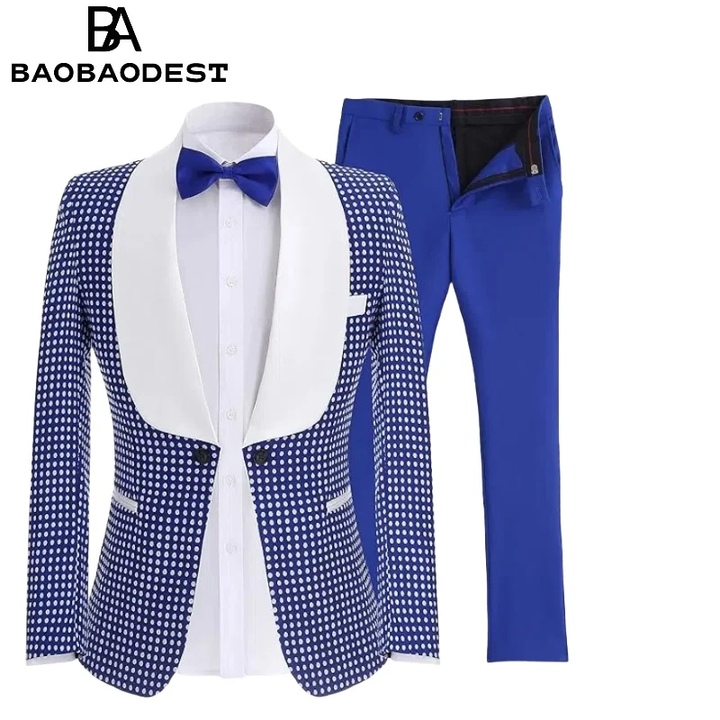 

Men's Slim Fit 2-Piece Tuxedo Set | 1-Button Groomsmen Suit (Jacket+Pants) for Wedding/Formal Events Wrinkle-Resistant