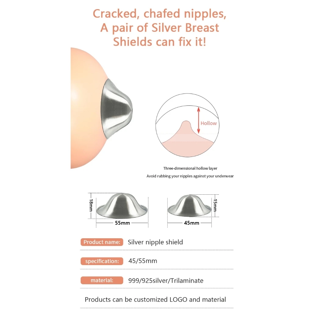 Оригинальные серебристые чашки для кормления — трехламинатные серебряные щитки для сосков для кормления новорожденных — предметы для грудного вскармливания — защита