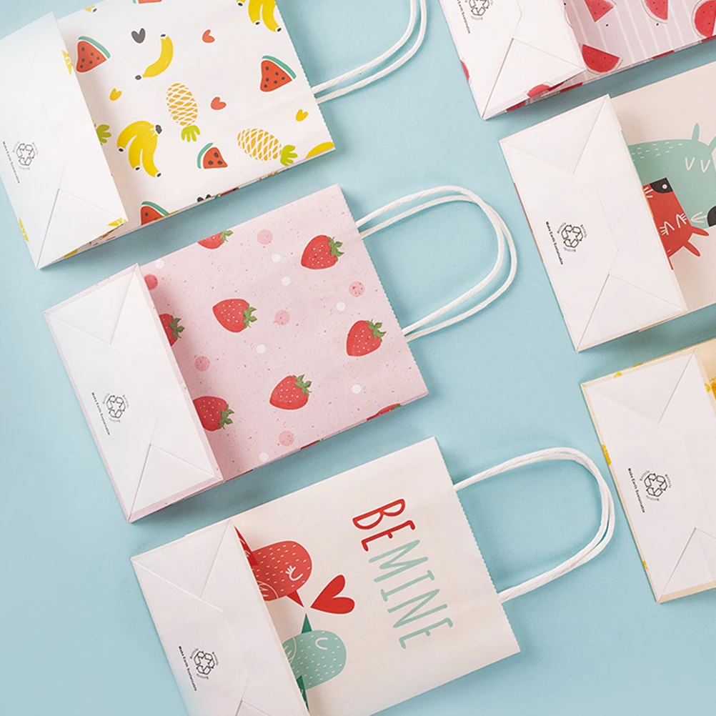 

15pcs Strawberry Tote Bags Paper Material Lightweight Safe Large Capacity Storage Gift Candy Candies Printing Design Exquisite