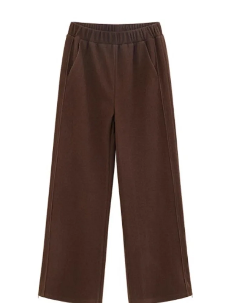 Elegant Casual Loose High Waist Wide Leg Pants Women’s Autumn Winter Floor Length Straight Trousers Slimming Relaxed Fit Outfit