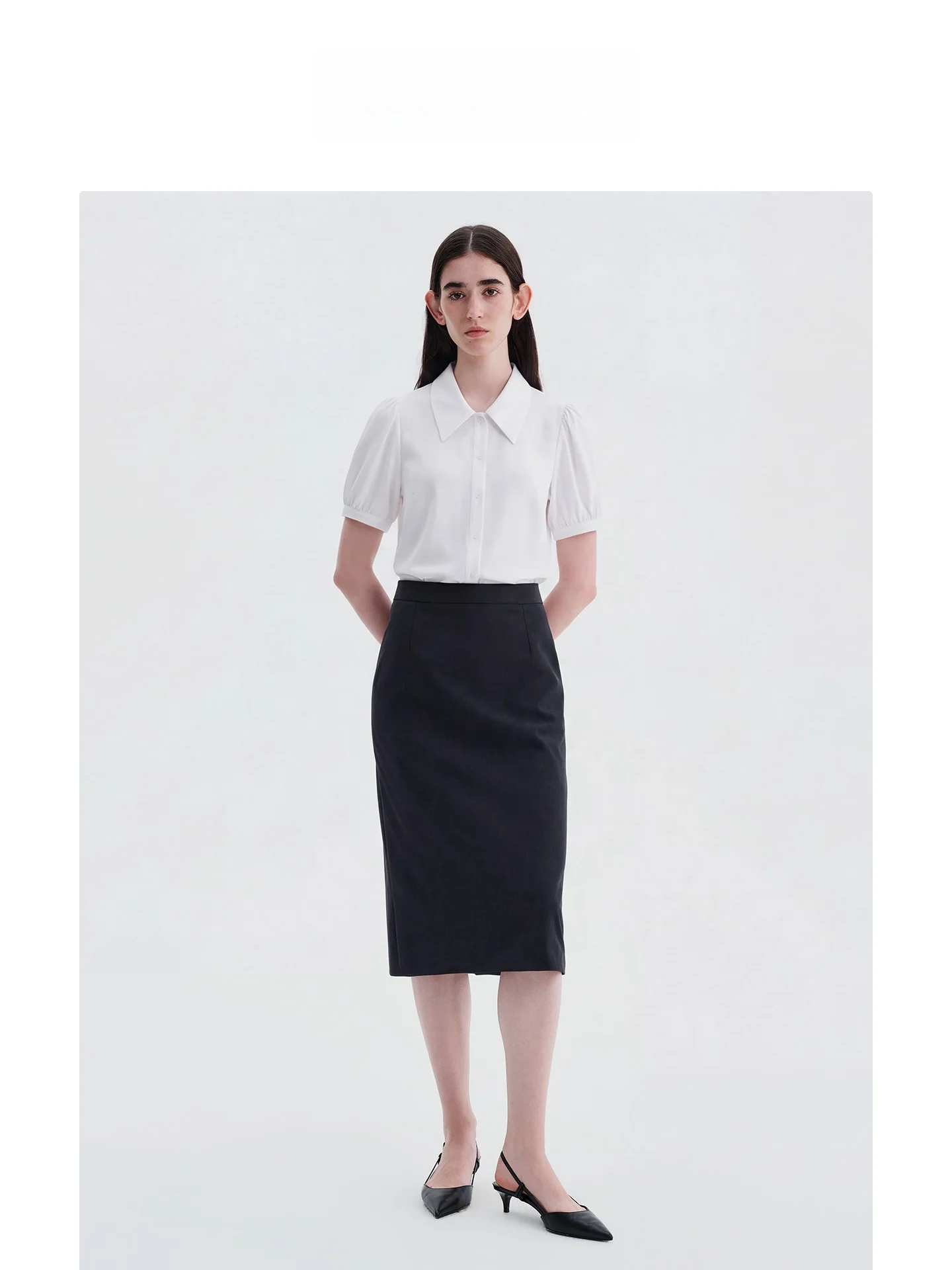 

OL Style White Shirt Women's Summer Commute Professional Sharp Collar Drapey Blouse Short Sleeve Polyester Fiber Regular Fit