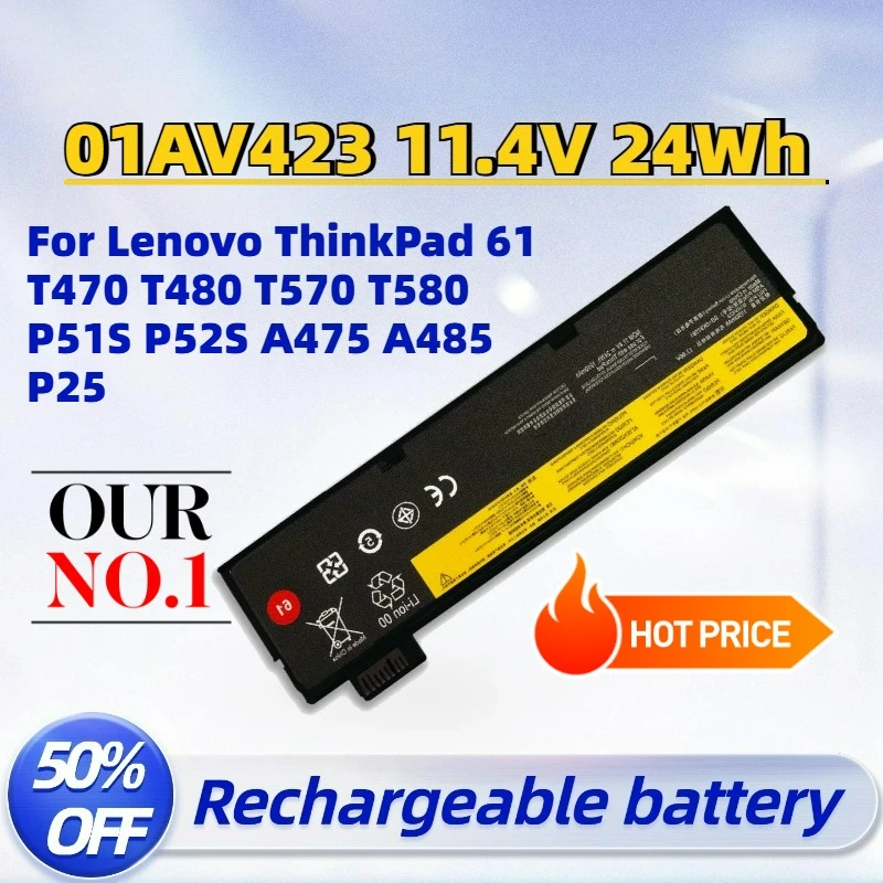 Fast Shipping New 01AV423 11.4V 24Wh Laptop Battery for Lenovo ThinkPad 61 T470 T480 T570 T580 P51S P52S A475 A485 TP25