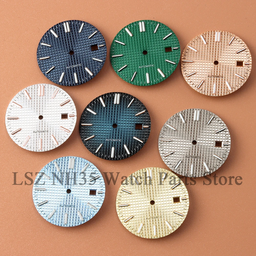 

31.8mm nh35 Watch Dial Green Luminous Stainless Steel For 42mm Royal Oak Case Fit NH35 NH36 Movement Watch Replacement Accessory