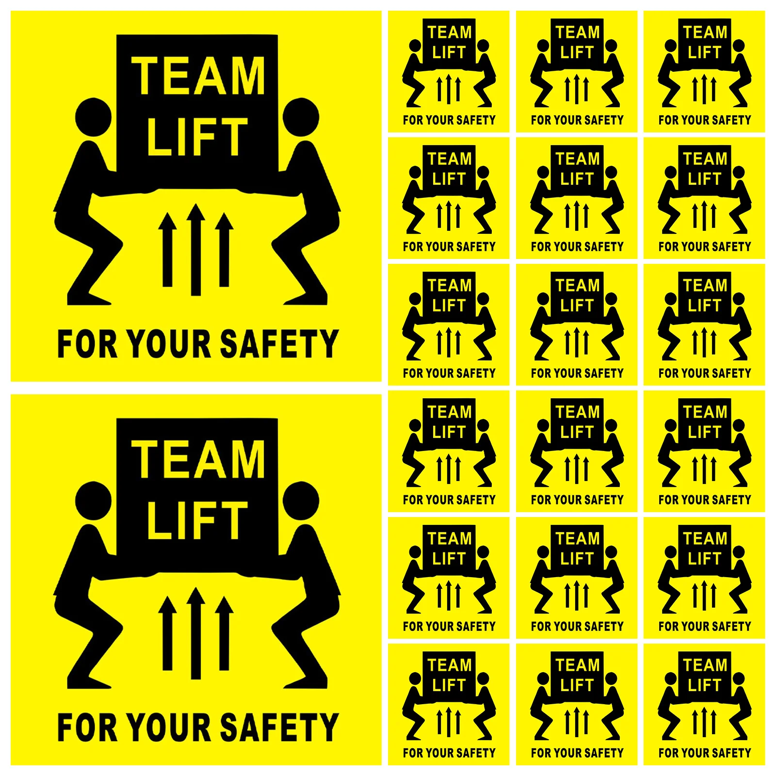 200pcs Outer Box Label Team Lift Warning Stickers Heavy Object Shipping Labels Self-Adhesive Safety Decal For Factory Hospital