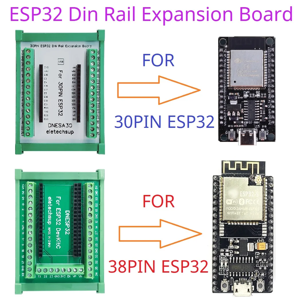 for Arduino WROOM-32 Development Board ESP32 Din Rail Mounting DIN35 C45 Rail Expansion Board 3.96 Screw Terminal Block Adapter