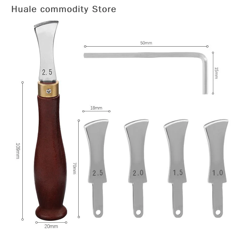 Leather Edge Creaser Tools, Ondiepe Slot Edge Lineer Roestvrij staal voor Leathercraft Krimpen Werken Boog Groef Hete druk