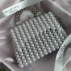 Handbag New Fashion Flip Up Square Beaded Women's Bag Party Handmade Customizable Color Ins Design Bags Hot Selling Explosive