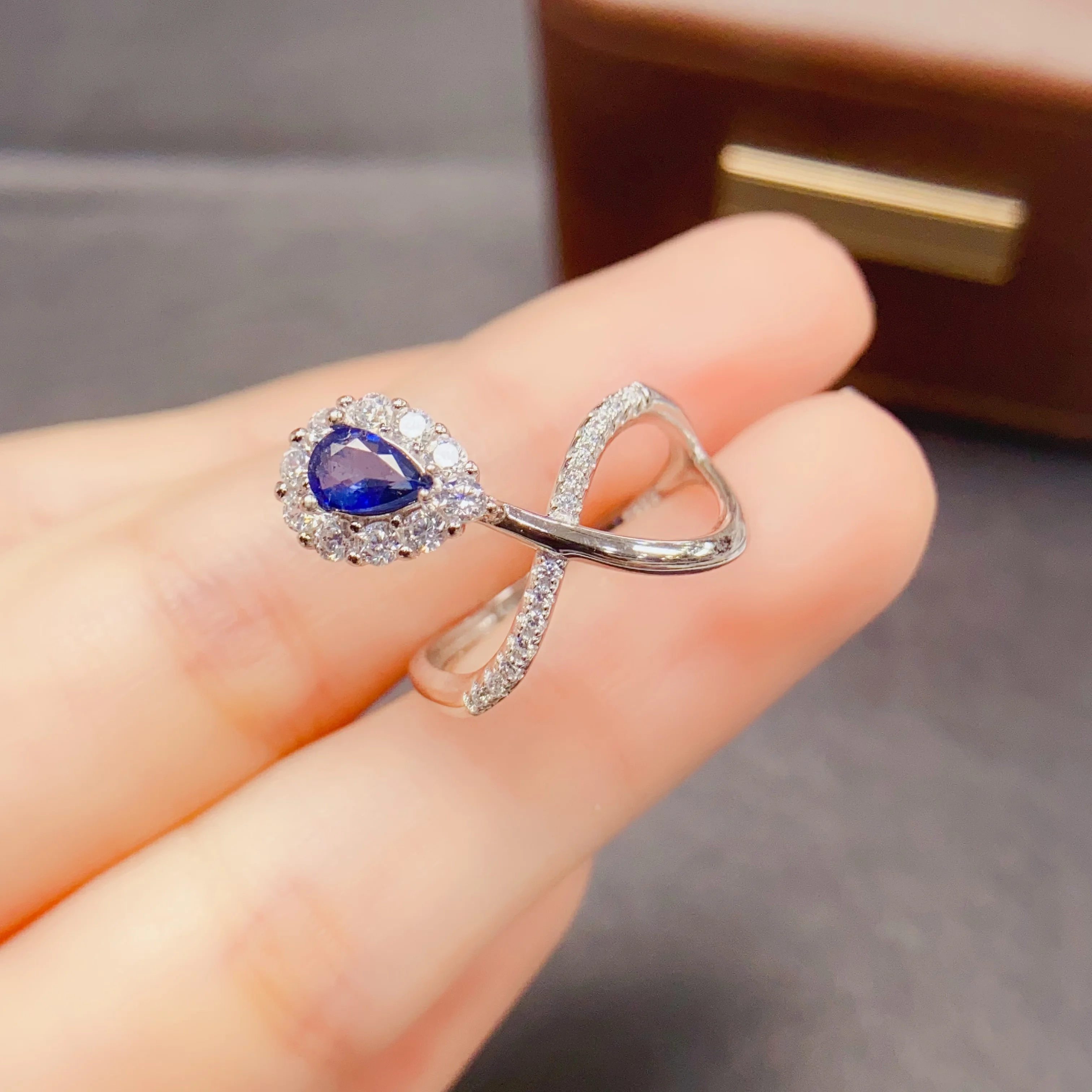 

4*6mm Natural Sapphire Ring S925 Sterling Silver Certificate Design Fine Fashion Charm Weddings Jewelry for Women FS