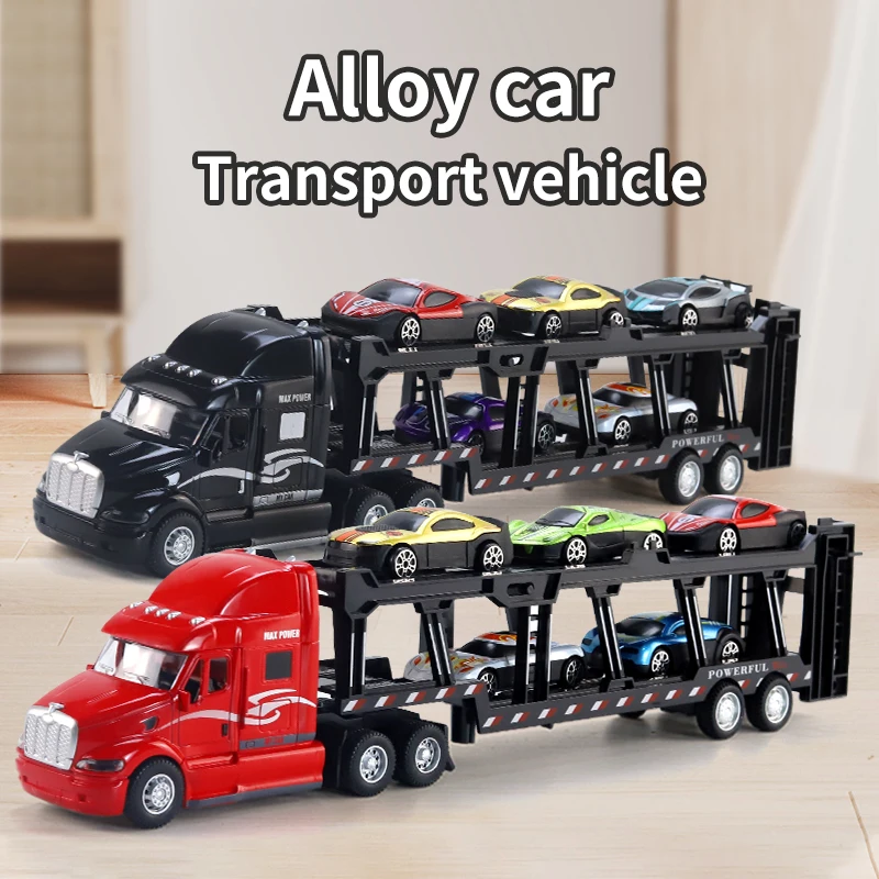 Alloy Toy Car Big Truck Container Truck Transporter Boy Model Set Christmas Halloween Gift