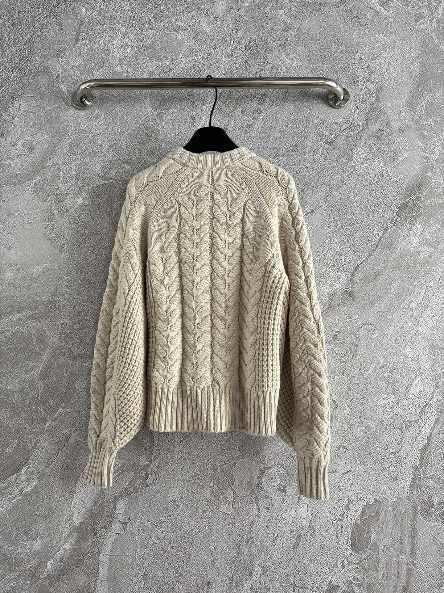 المرأة التقلبات سترة محبوكة الخريف الشتاء جولة الرقبة واحدة الصدر طويلة الأكمام سترة فضفاضة #6