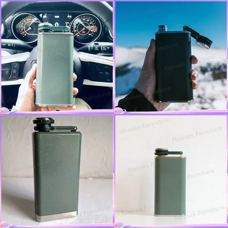 304 Stainless Steel Retro Mini Flat Water Bottle Portable Outdoor Leisure Eco Friendly Dishwasher Safe Reusable Thermos Flask