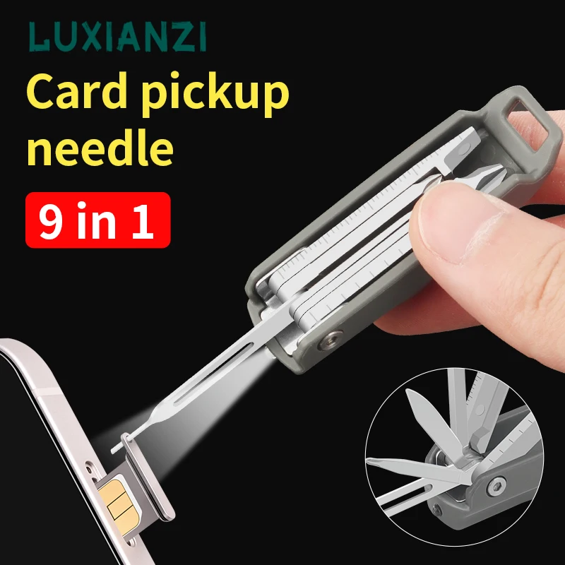 

LUXIANZI Folding Multi-Functional Tool Phone Sim Card Remover Pin Needle Screwdriver Pocket knife Combination Outdoor Tool