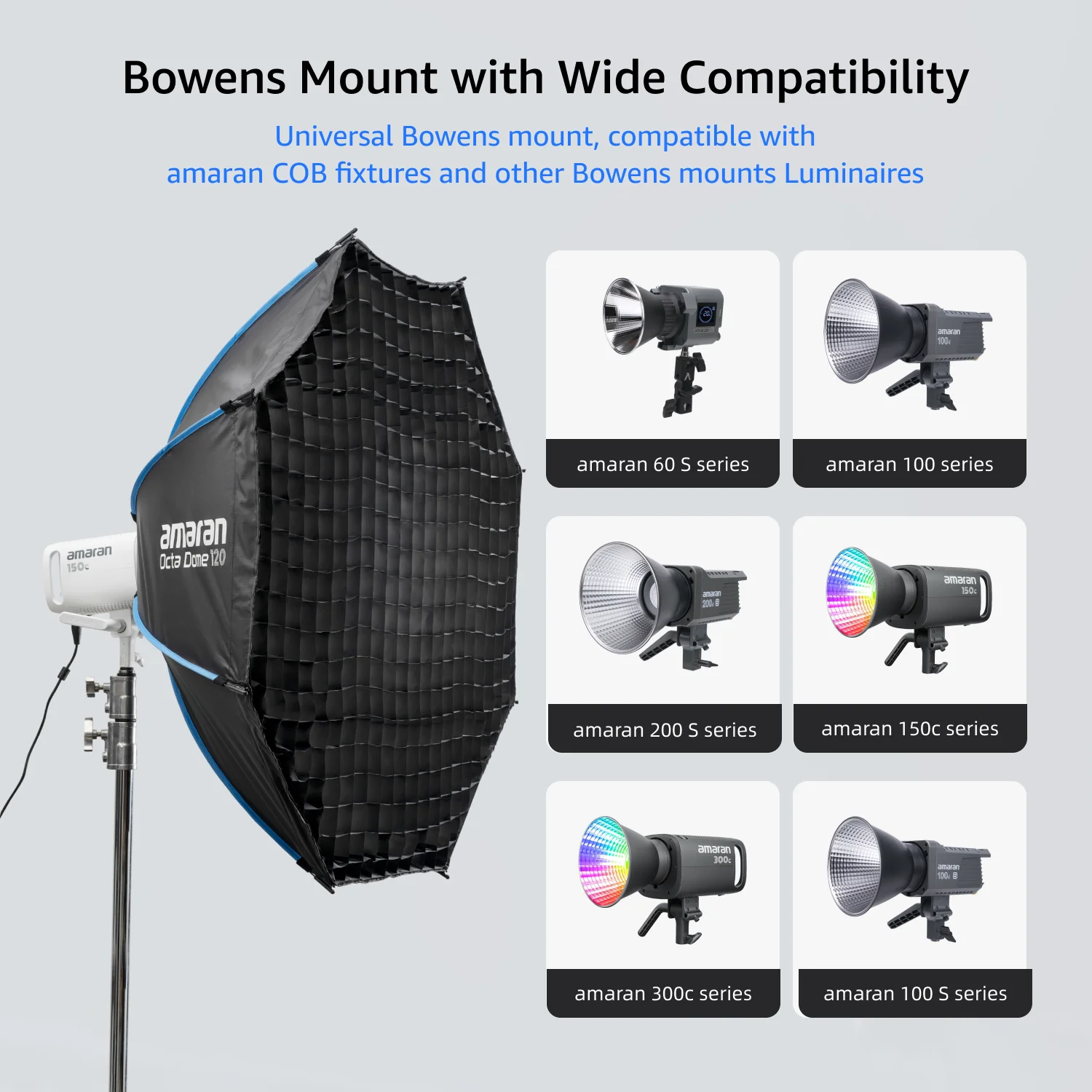 amaran Octa Dome 60 90 120 One-Snap Setup Octagon Bowens Mount
