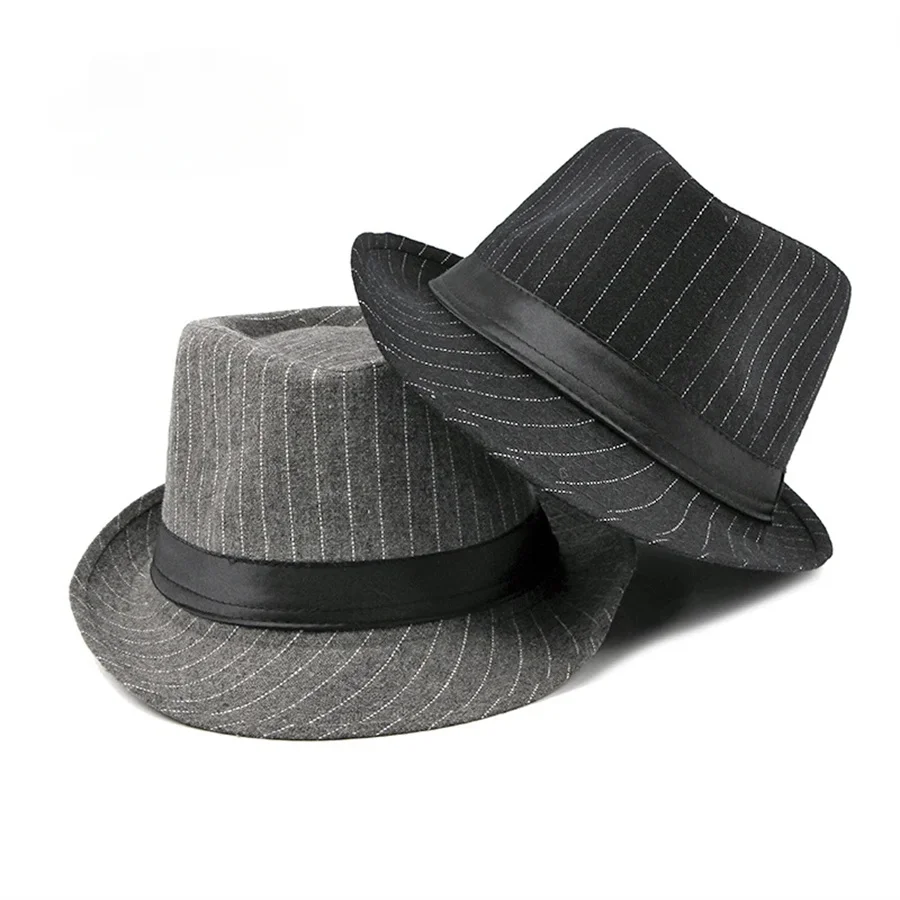 Sombrero de boda de lana para hombres de mediana edad, sombrero Fedora de Jazz de diseño de lujo a cuadros, moda de fiesta de otoño e invierno,