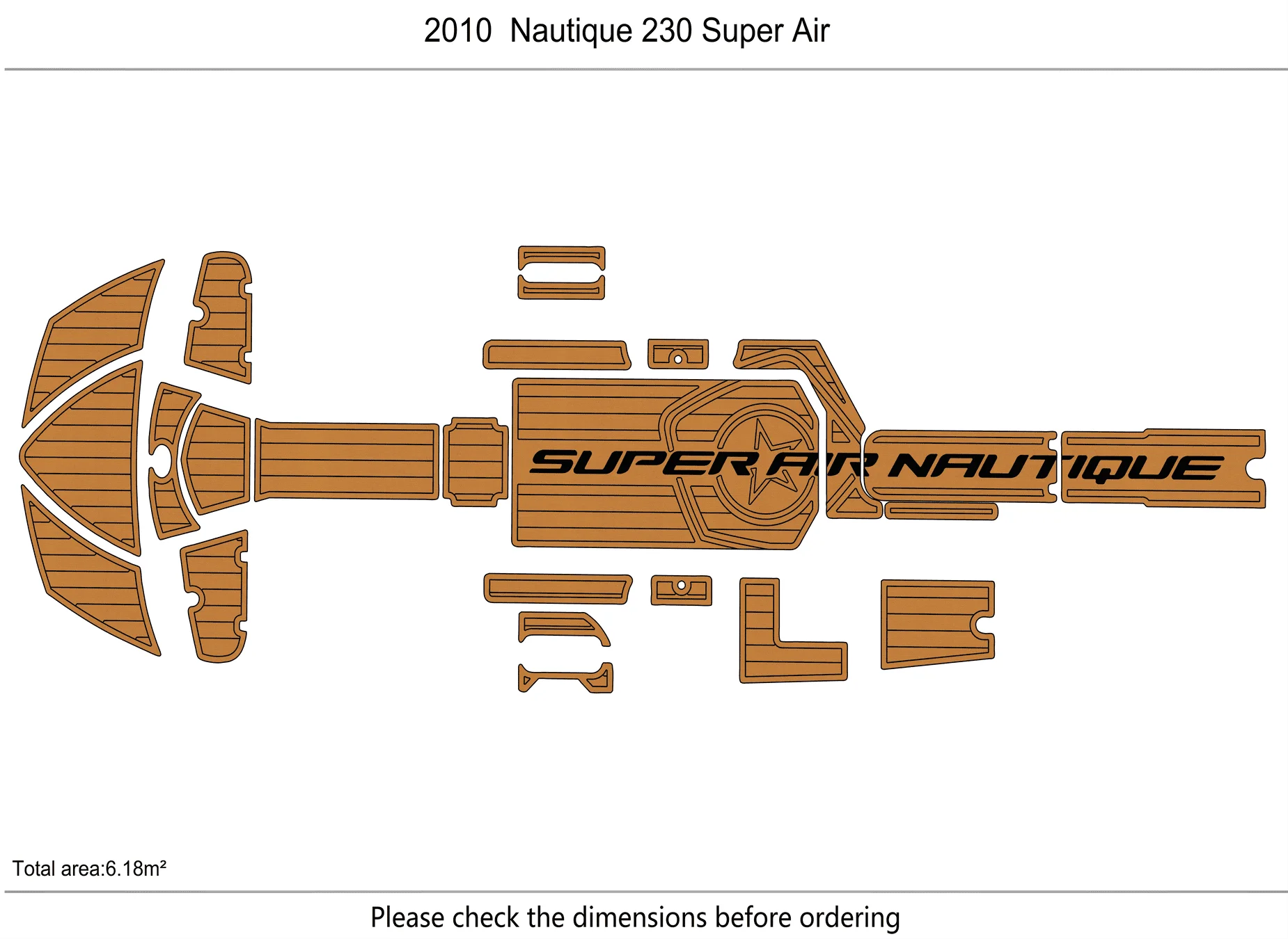 Non-Slip EVA Faux Teak Marine Mat Self-Adhesive 6mm Yacht Cockpit Pad for 2010 Nautique 230 Super Air Boat Decking Easy Install