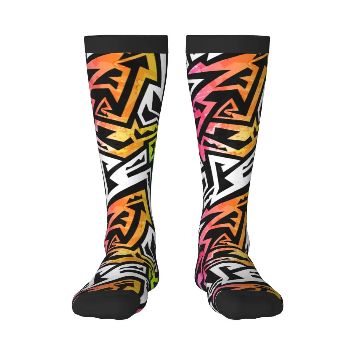 

Spring/autumn over the knee socks Rainbow Color Geometric Pattern school dance long stocking