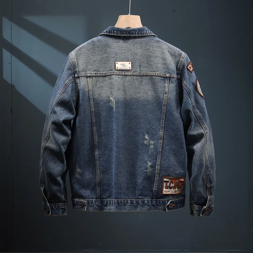 Spring And Autumn American High-end Denim Jacket Men's Trendy Brand Tooling Jacket Washed Versatile Outer Wear Casual Denim