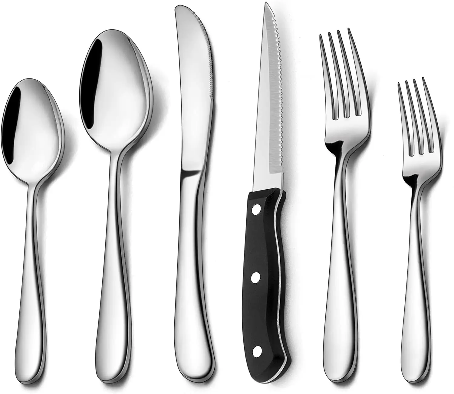 

Heavy Duty Silverware Set with Steak Knife for 8, LIANYU Stainless Steel Flatware Set, Fancy Thick Cutlery Eating Utensils