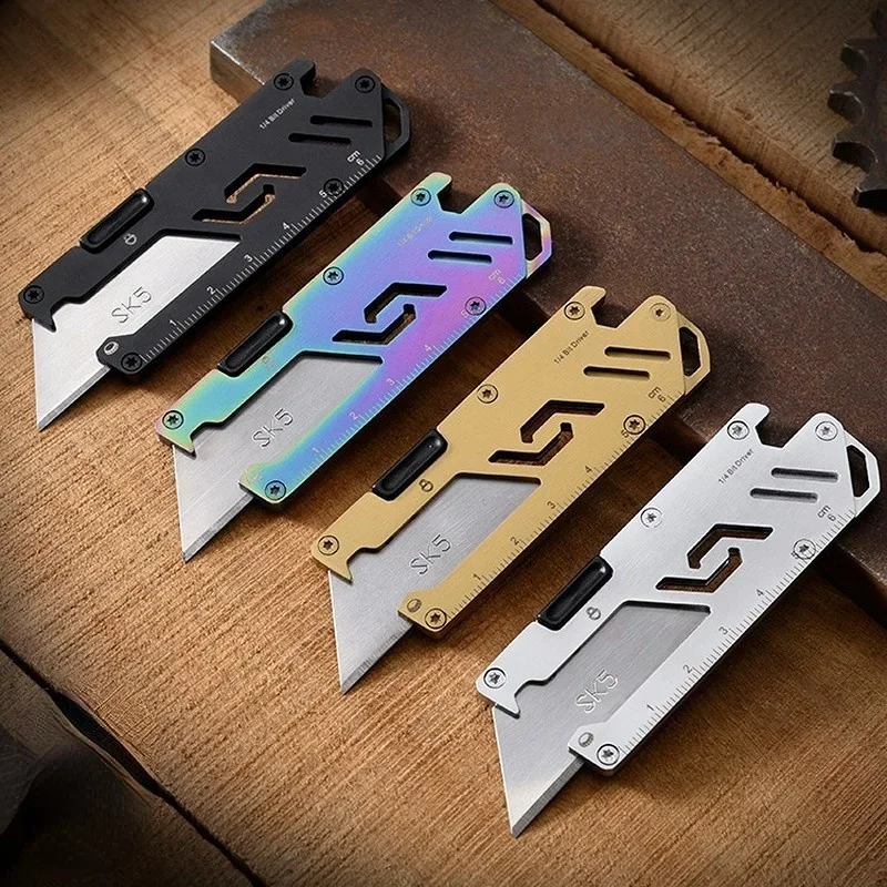 High Quality SK5 Blade Utility Knife Aeronautical Aluminium Handle EDC Outdoor Multitool Tool Paper Sharp Cutter Utility Knife