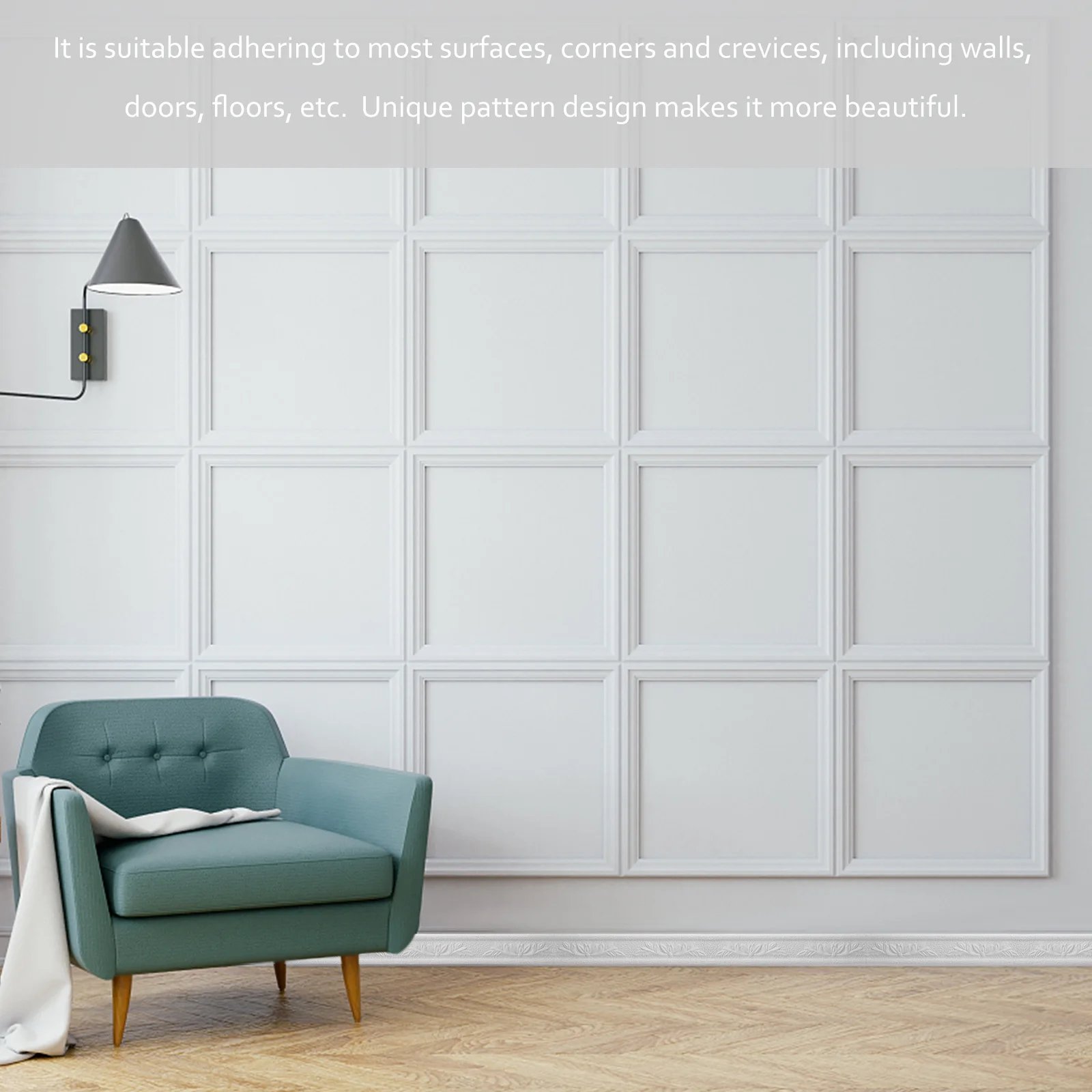 

Adhesive Wall Border Trim Skirting Sticker Edging Strip for Tiles Unique Pattern Design Long Lasting Easy to Apply