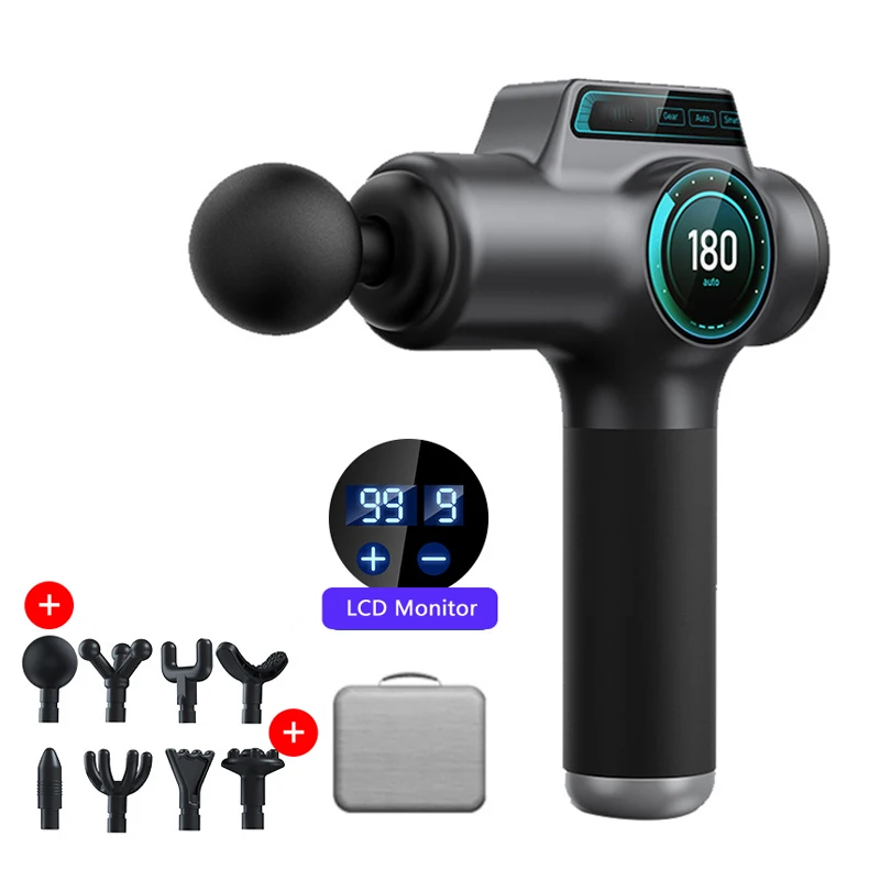 

Профессиональный массажный пистолет с высокочастотной вибрацией, 99 уровней регулировки, электрический массажер для глубоких тканей мышц тела, спины и шеи