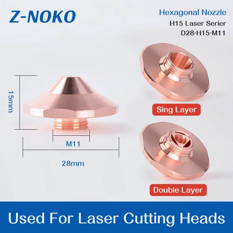 ZNOKO Laser Nozzle Dia.28mm H15 M11 Blossom Shape HGS S C Caliber 1.0 to 5.0mm Laser Cutting Nozzle for HSG Cutting Head