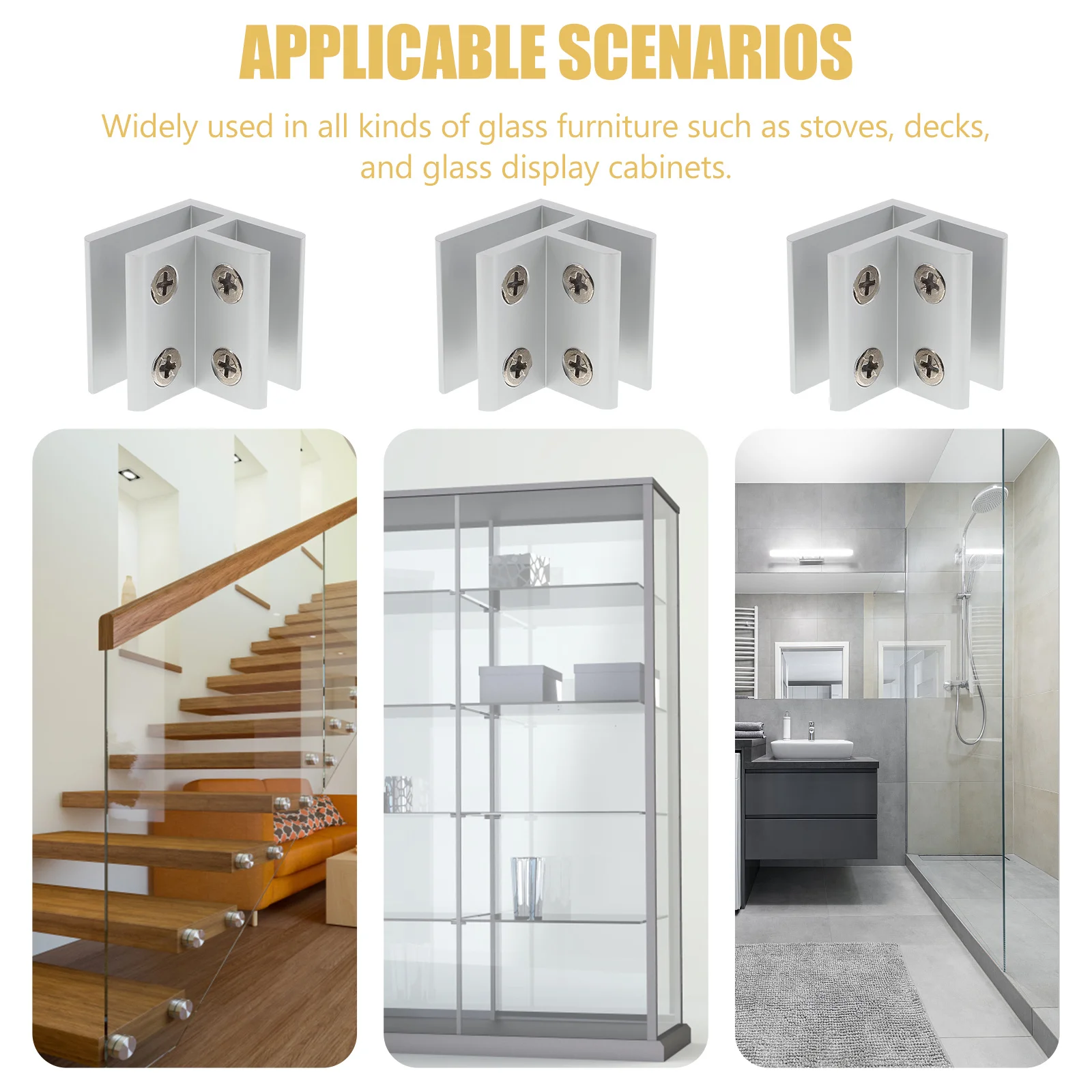 

2pcs Glass Clamp Bracket For 8-10Mm Aluminum Alloy Railing Fixation Clips Holder Balustrade Deck Cabinet Furniture Support