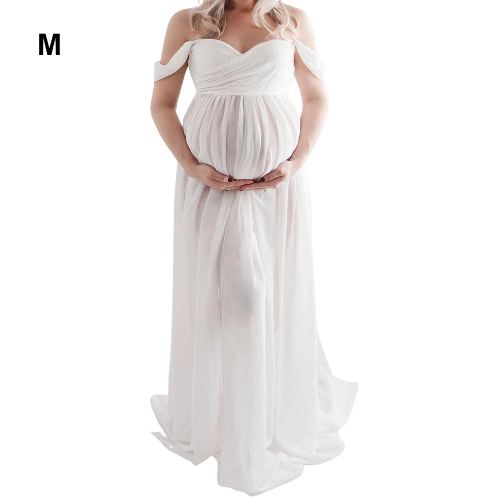 Vestido de fotografía de maternidad con hombros descubiertos, vestido de sesión frontal, vestidos de embarazo para mujeres embarazadas, sesión de fotos, sesión de fotos rosa