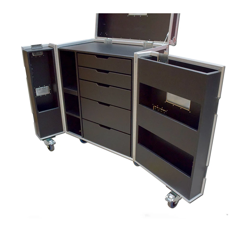 5 Drawers Backline Tool Flight Case With 3u Rack Space And Power