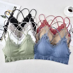 New Seamless Cross Strap Lace Sexy Back Wrapping Chest Bottom Sports Tank Top Bra Bra for Women