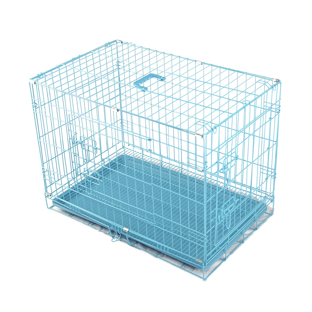 

Haze Blue Двойная дверь Большой складной металлический ящик для собак Крытые клетки для домашних животных Дома Открытая клетка для питомника для собак