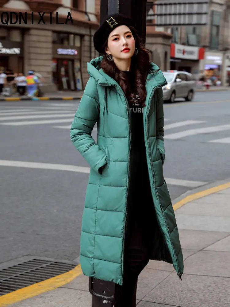 

Women's Hooded Long Cotton-padded Coat Winter Jacket Fashion Street Style Puffer Jacket New Ladies Women Coats Long Sleeve Top