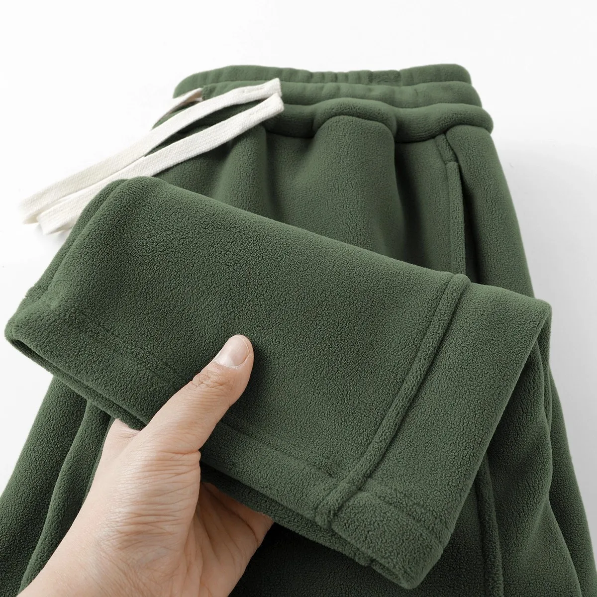 

Retro Tundra een Thiened Fce Lined Straight Leg Sweatpants Men Soft Warm Casual Pants Women High Waist Loose Fit Winter