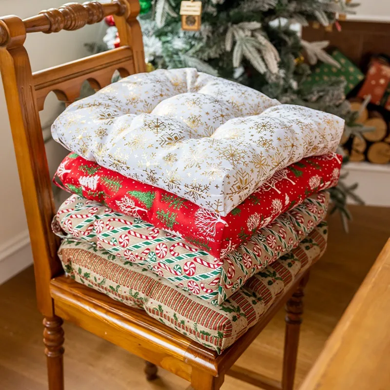 Christmas Chair Cushion Horseshoe-shaped Seat Cushion Breathable Living Room and Dining Table Seat Pad Home Goods