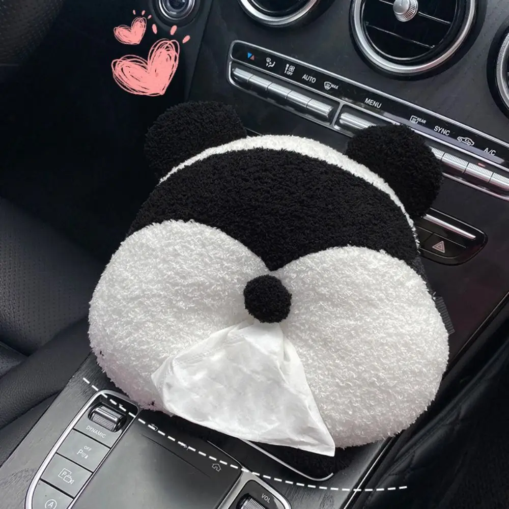 Creative Push Panda Car Tissue Box Cartoon Automotive Accessories Soft Cartoon Paper Napkin Case Napkin Holder for Car Seat Car