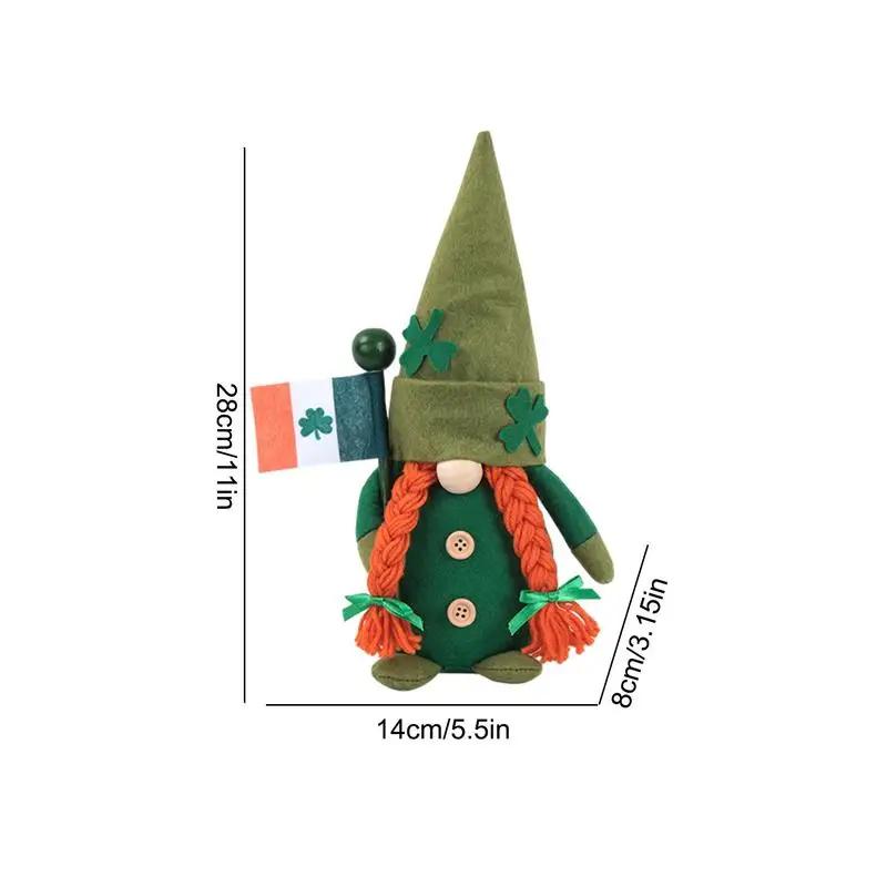 Św. Patryk krasnale dekoracje na dzień zielone Irish Lerechaun Tomte Elf ozdoby Irish dekoracje na dzień św. Patryk
