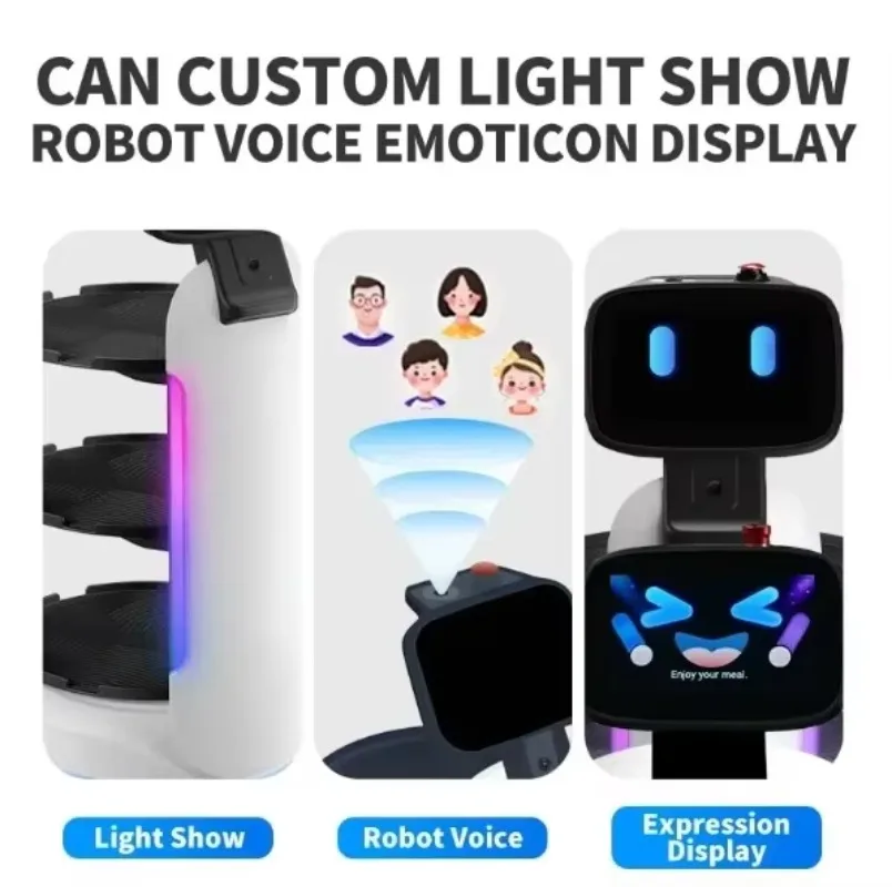 Robot de entrega comercial con sensor inteligente para evitar obstáculos con diseño humanoide