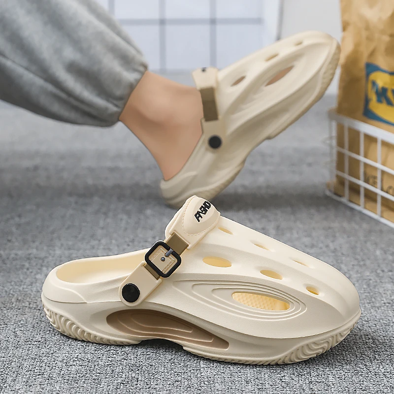 Men's Summer Outer Wear Non-Slip Anti-Odor Toe-Cap Slippers Outdoor Sports Beach Sandals