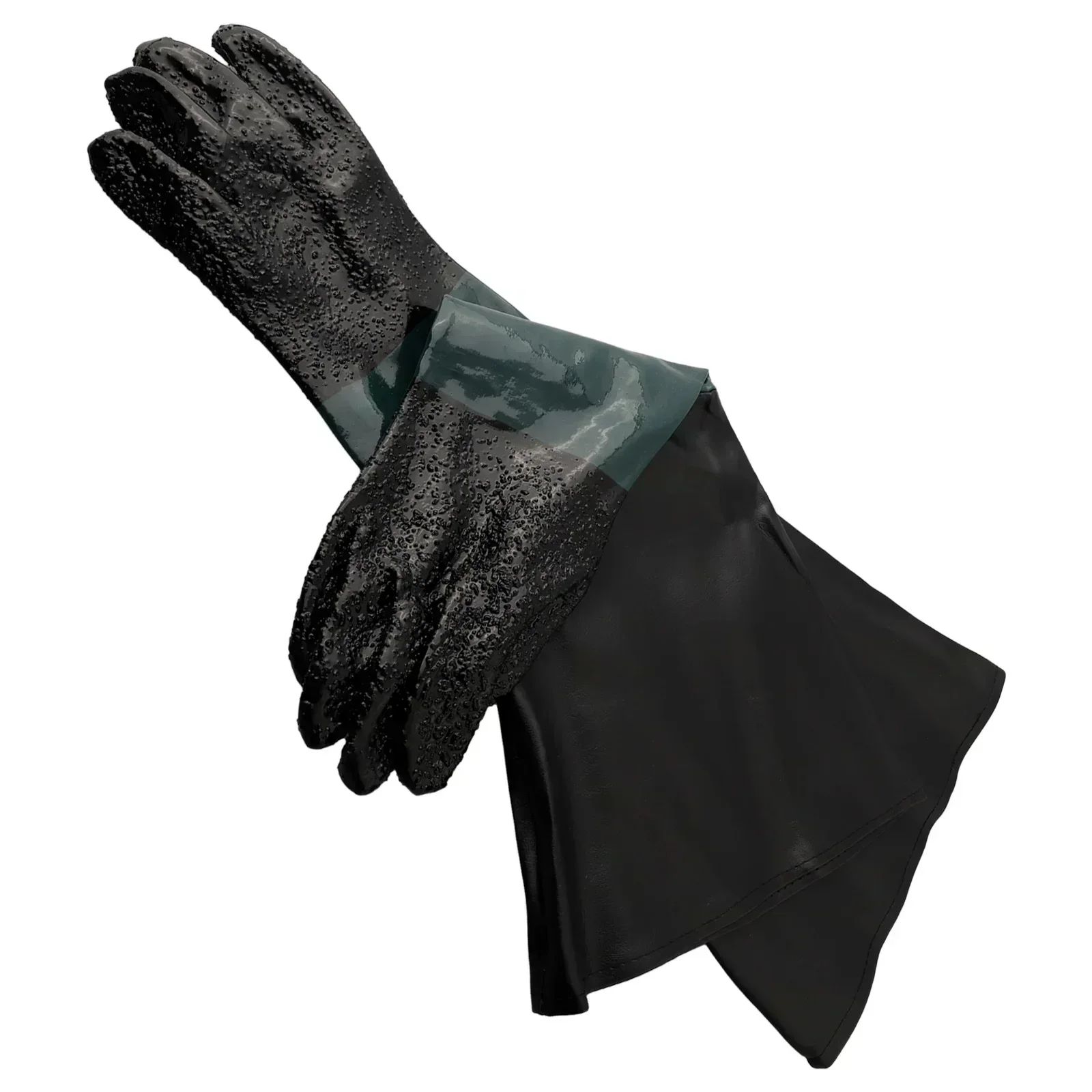 

Перчатки для пескоструйной обработки Перчатки для пескоструйной обработки 1 пара длиной 65 см для сверхмощных пескоструйных рабочих перчаток зеленого и черного цвета