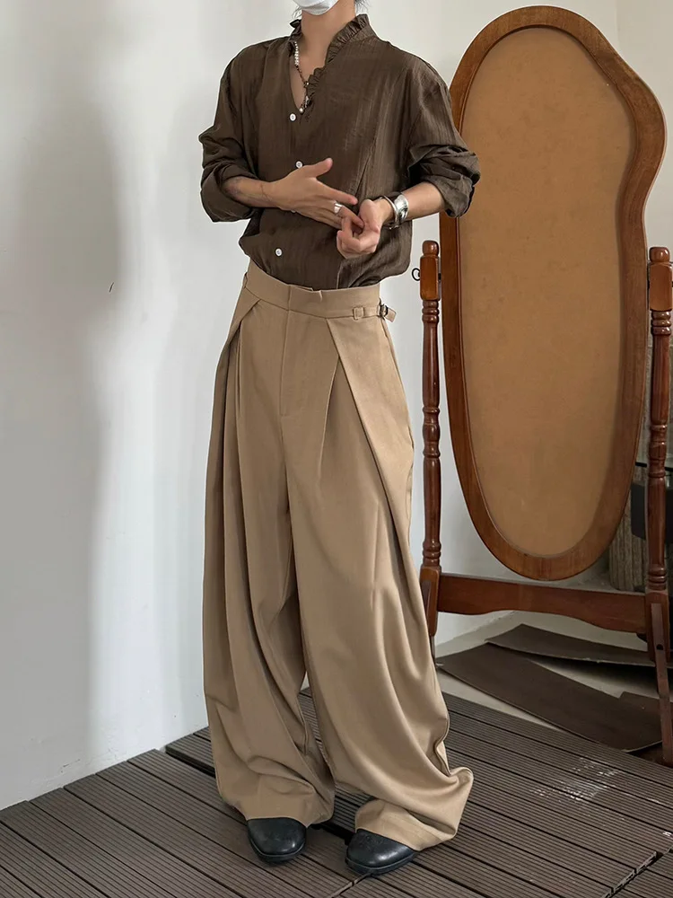High Waist Wide Leg Pants PCGO14GSL Adjustable Vintage Patchwork  Color Youth Casual Summer Polyester Blend Fibers